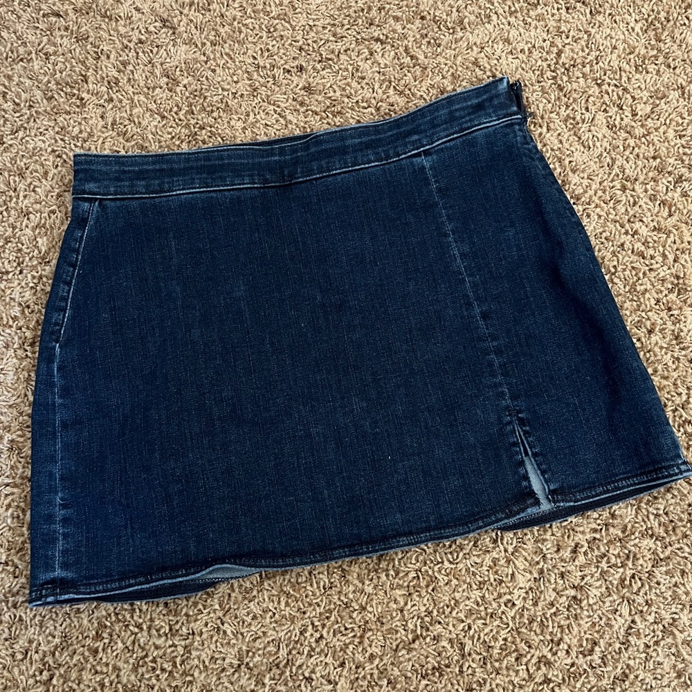 American Eagle Dark Blue Jean Slit Skort